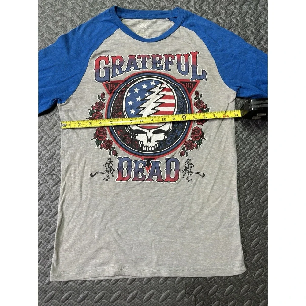 Grateful Dead Official Raglan 3/4 Sleeve Baseball Shirt Blue Gray Mens Small